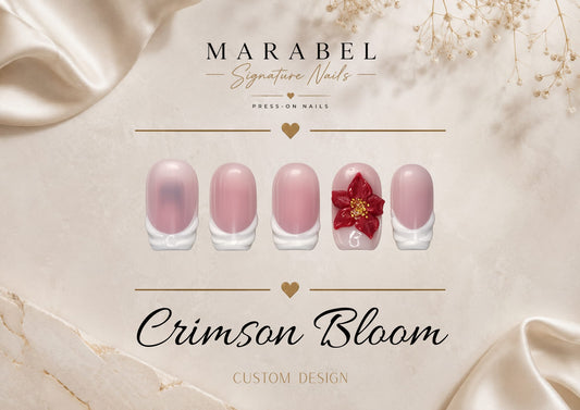Crimson Bloom – Elegantes French mit handmodellierter 3D-Blüte 🌺