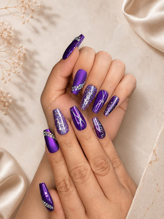 Midnight Purple Shine – Glamouröse Cat-Eye Eleganz mit Chrome & Glitter 💜