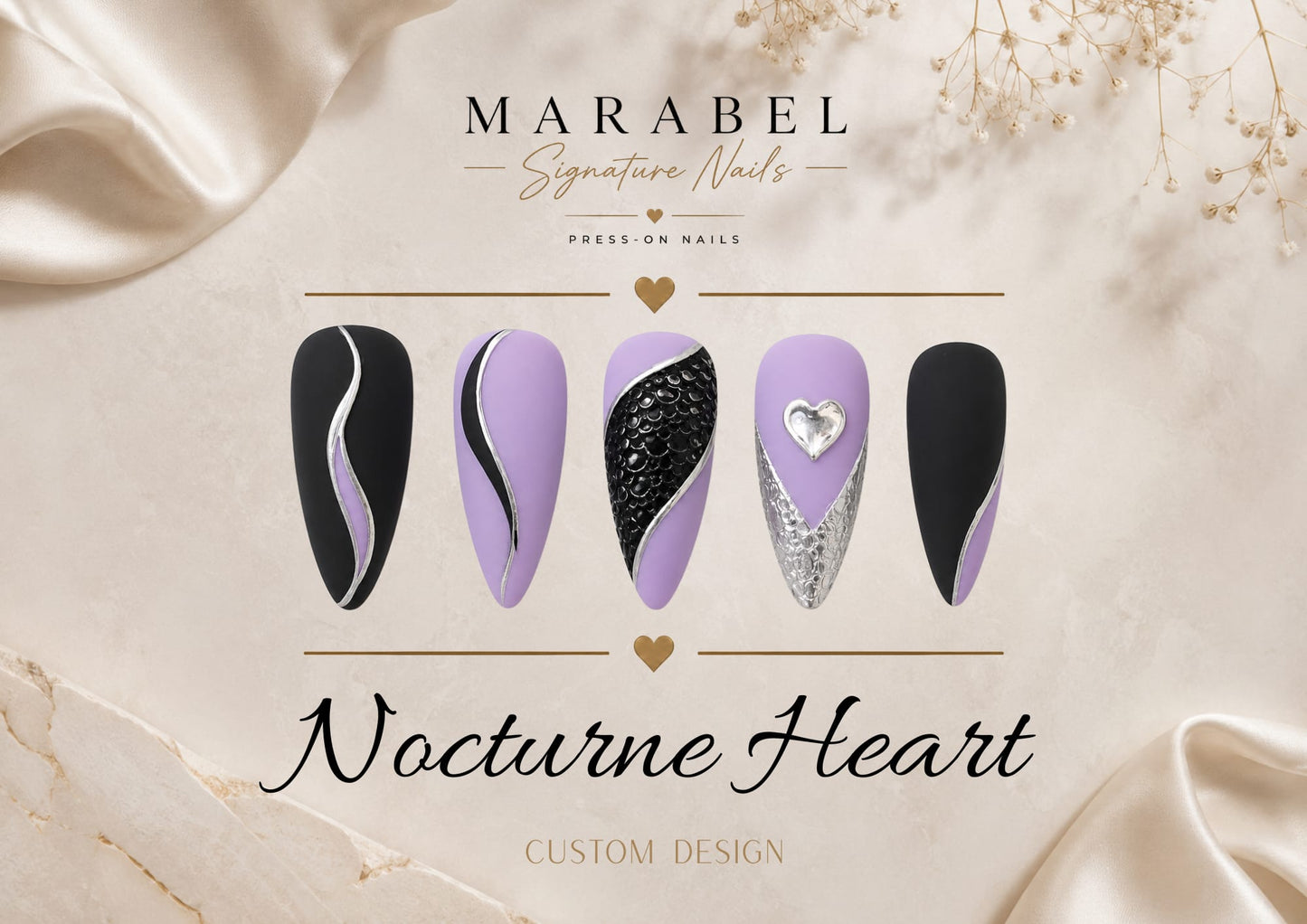 Nocturne Heart – Mystische Eleganz mit Lavendel, Silber & Herz-Detail 💜