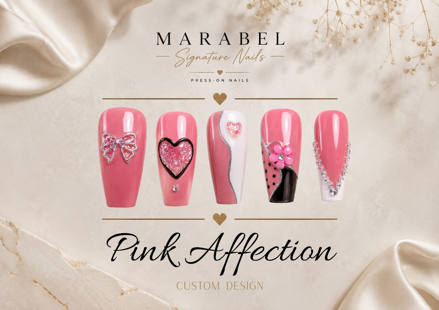 Pink Affection – Romantische Eleganz mit funkelnden Herz- & 3D-Blüten-Details 💗