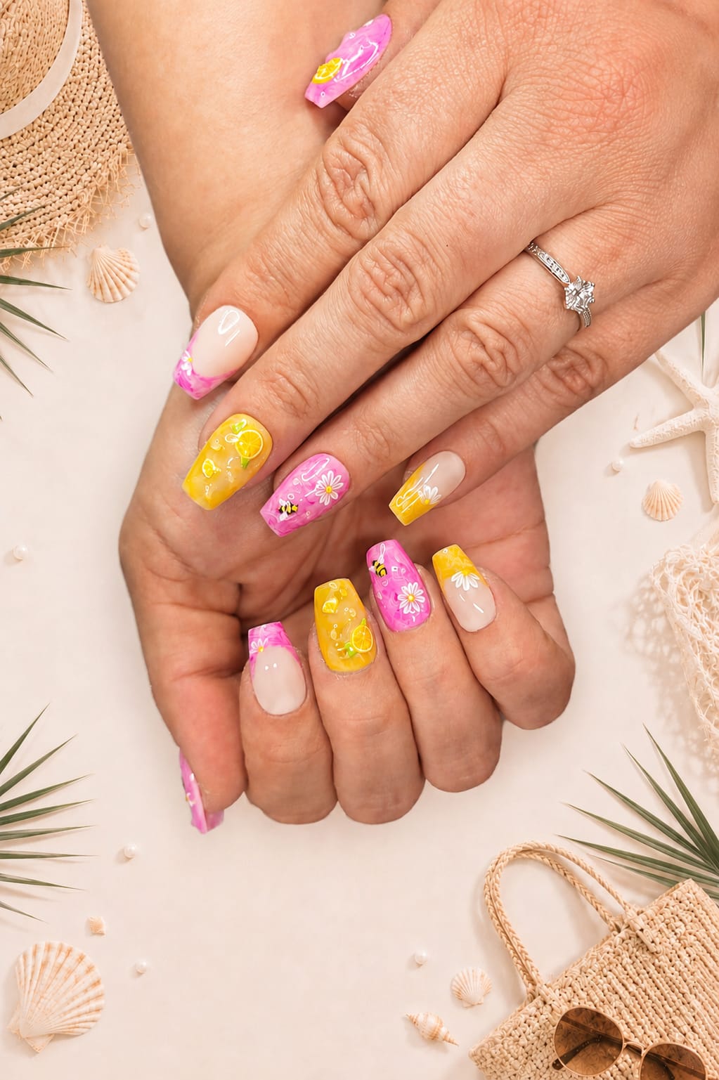 Pink Lemon Daisy – Fruchtiger Summer-Glam mit floralen Details 🍋☀️